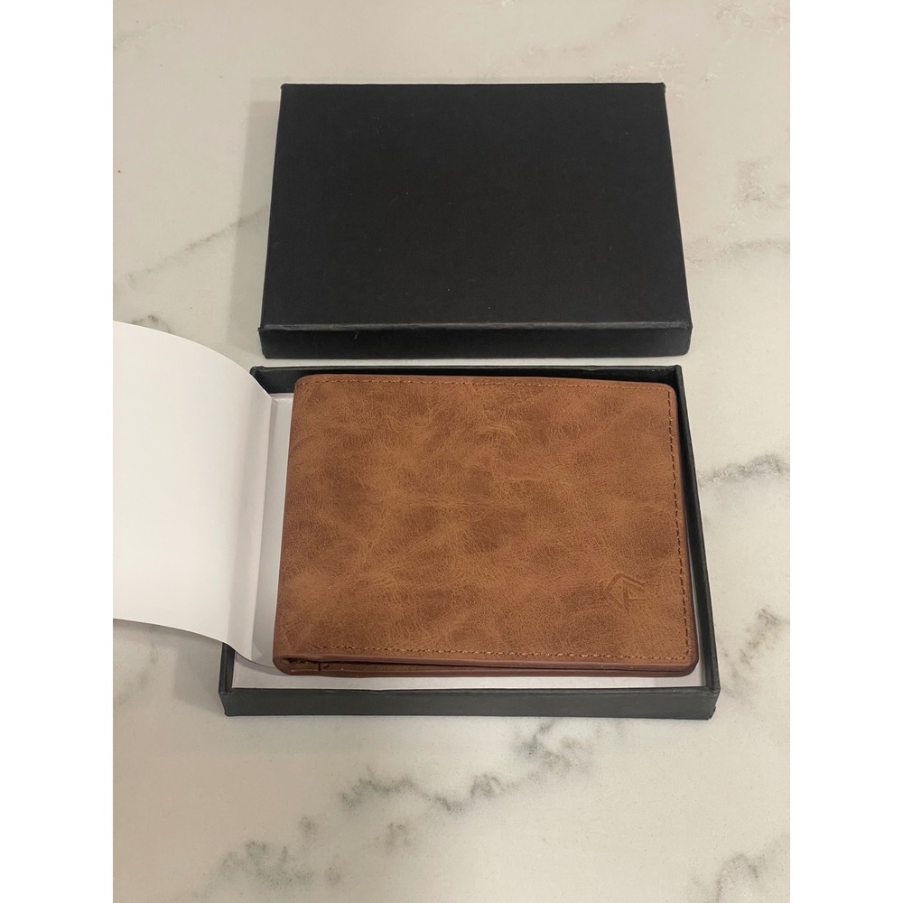 Men's Slim Minimalist Bifold Wallet Brown Soft Leather Front Pocket‎ New